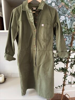Duluth Trading Co Olive Green Utility Shirt Dress-size M